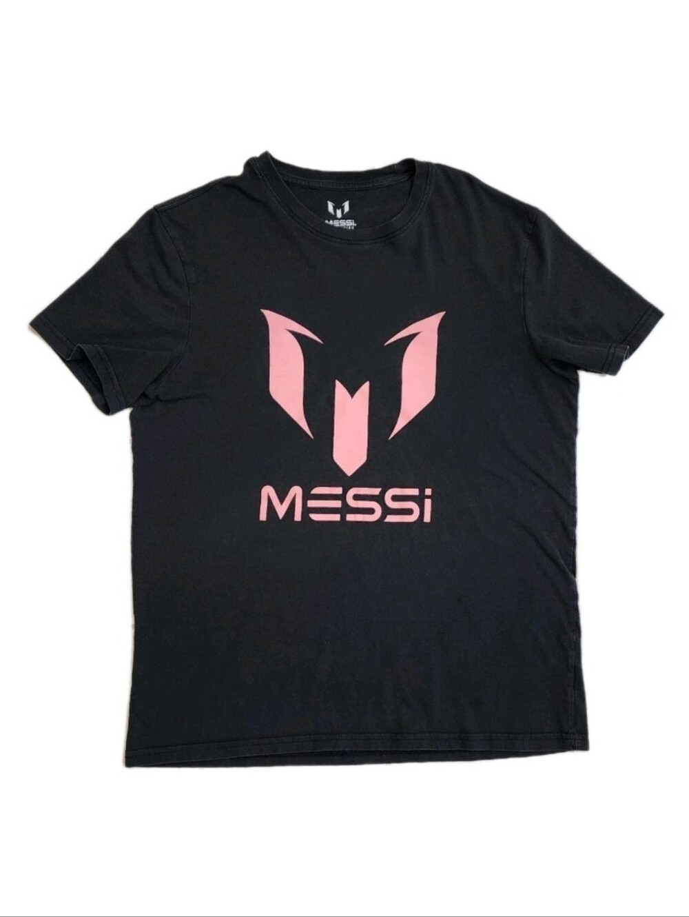 MESSI Collection Logo Graphic Tee Black/ Pink Soccer Activewear T-Shirt Size M